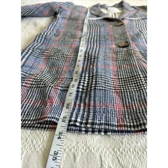 NWT J Jill Barley Relaxed Multi Blue Plaid Cotton Seersucker Boyfriend Blazer M - Picture 9 of 16